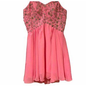 #3645 Womans Pink strapless shor prom party evening date dress Size M